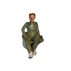 Vtg Manoil Lead Figure Seated Business Man in Suit and Tie 2.50" Tall 1950s GC